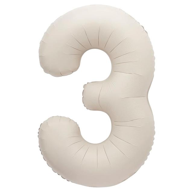 Unique - Number 3 Foil Balloon - Matte Nude - 86 cm