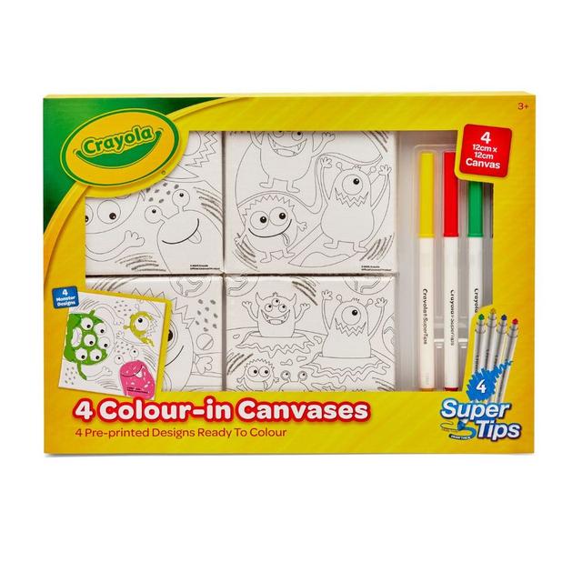 Crayola - 4 Colour in Canvases Kit - Monsters