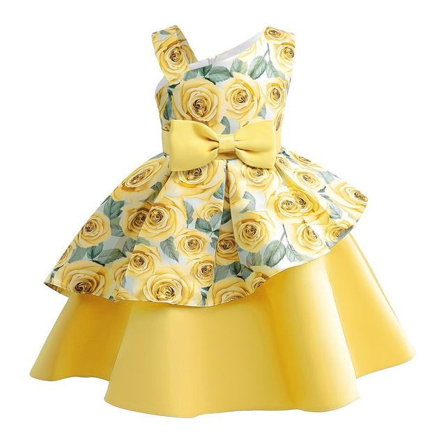 Sugar Rush - Floral V-neck Sleeveless Party Dress - Yellow