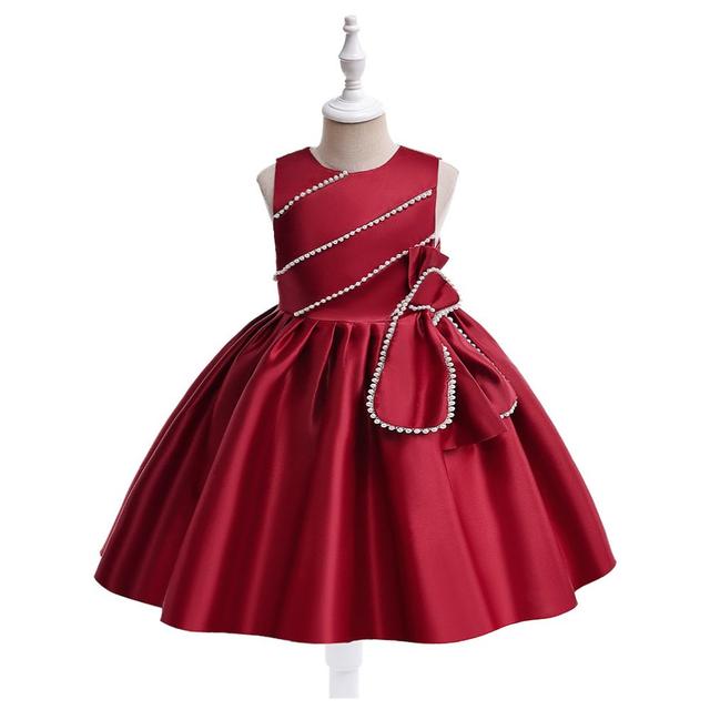 Sugar Rush - Pearl Appliqued Sleeveless Party Dress - Maroon