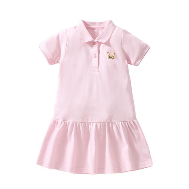 Sugar Rush - Embroidered Regular Classic Short Sleeves Casual Dress - Pink