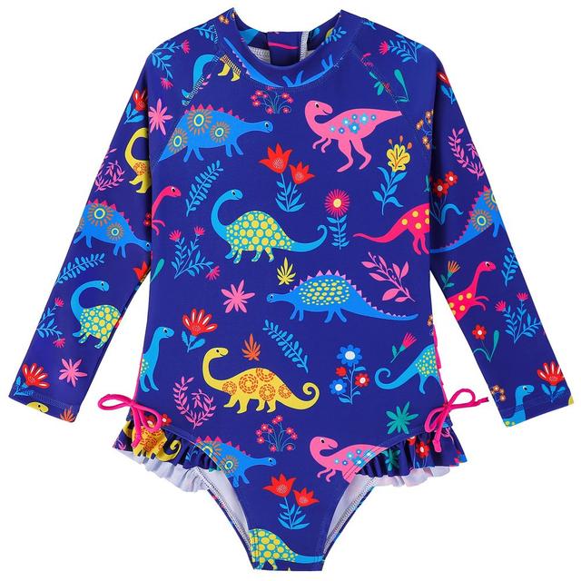 Sugar Rush - Printed Body Round Neck Full Sleeves Swimsuit - 1pc - Navy Blue