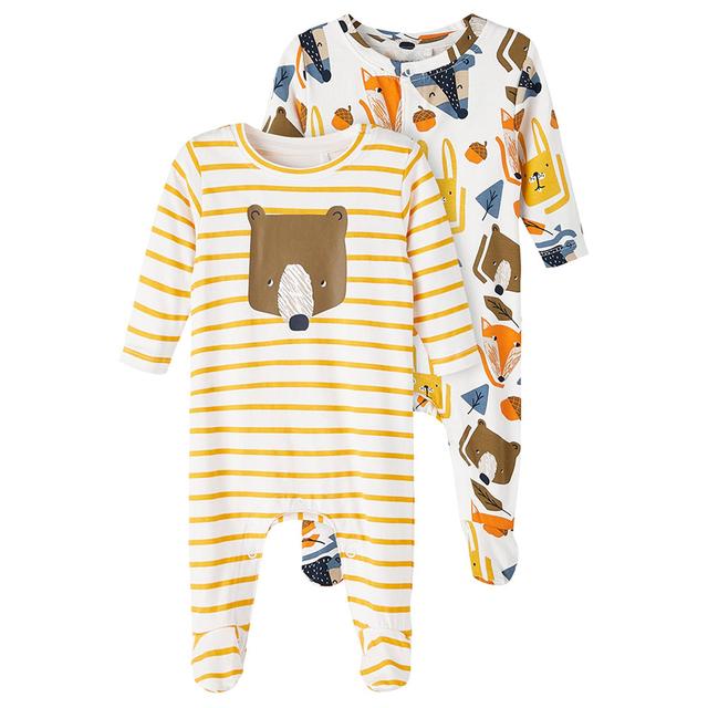 Name It - 2Pc-Set - Printed Sleepsuit - White Alyssum