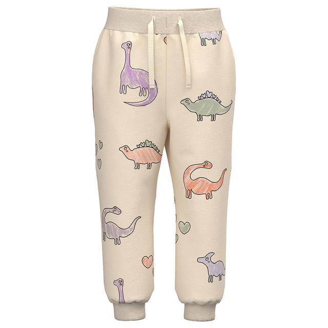 Name It - Dino Print Joggers - Buttercream