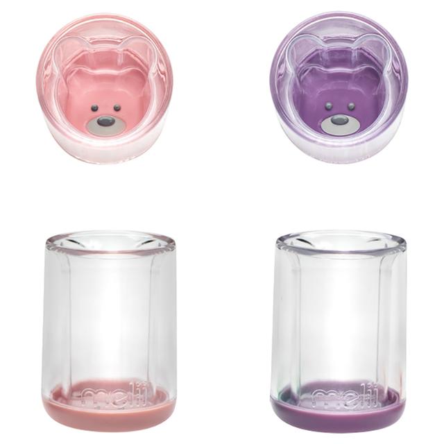 Melii - Double Walled Bear Cup - 145 ml - 2pcs - Purple/Pink