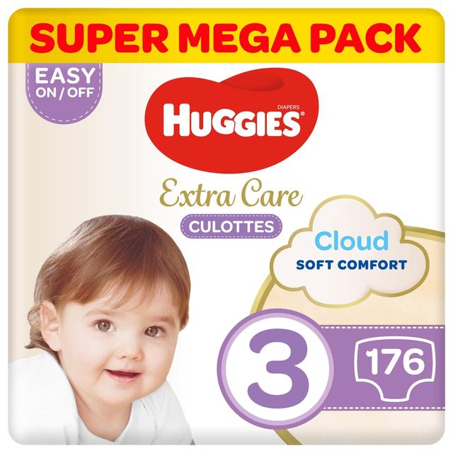 Huggies - Extra Care Culottes, Size 3, 6-11 kg, Super Mega Pack, 176 Diaper Pants