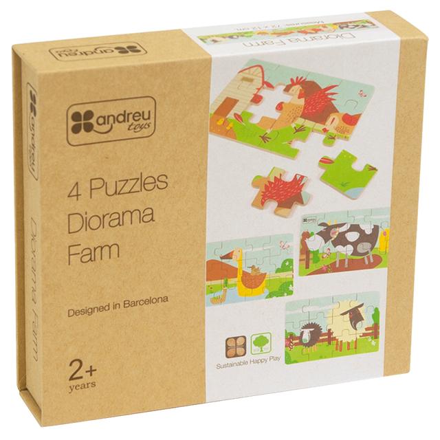 Andreu Toys - 4 Puzzles Diorama Farm - 48pcs