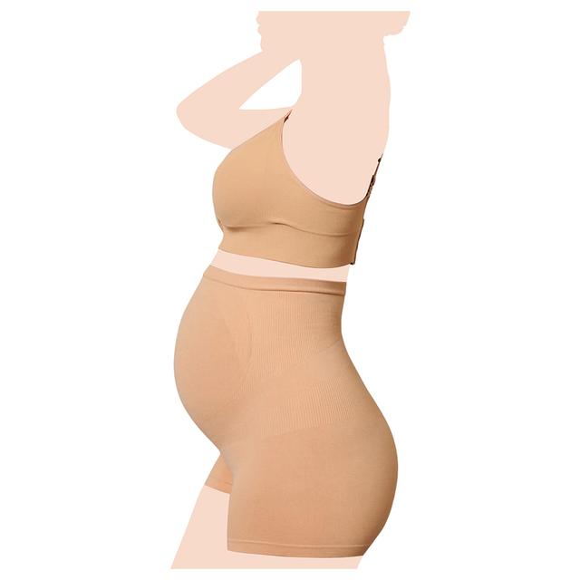 Mums & Bumps - Blanqi - Seamless Maternity Over Belly Support Boy shorts - Nude