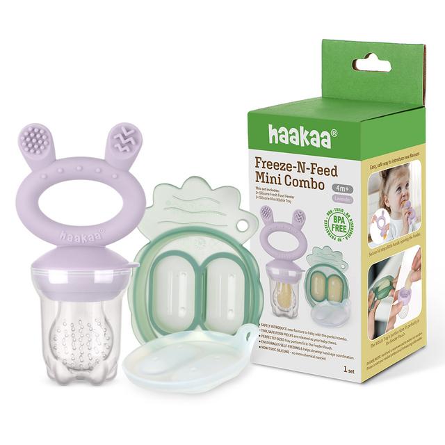 Haakaa - Freeze-N-Feed Fresh Food Feeder Teether And Nibble Tray Set - Lavender - 2pcs