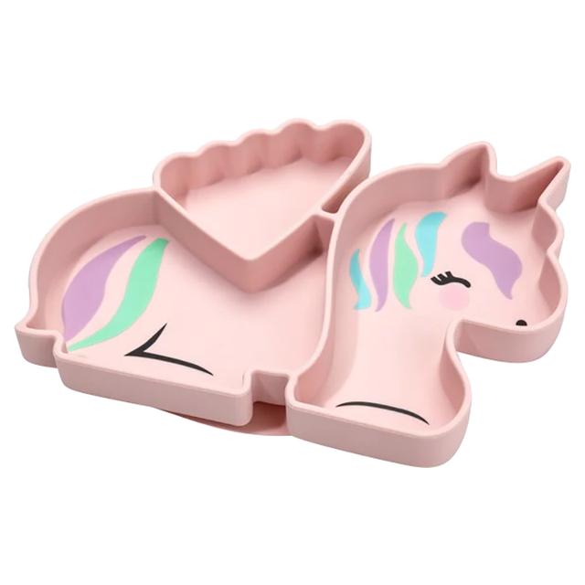 Melii - Divided Silicone Suction Plate - Pink Unicorn 