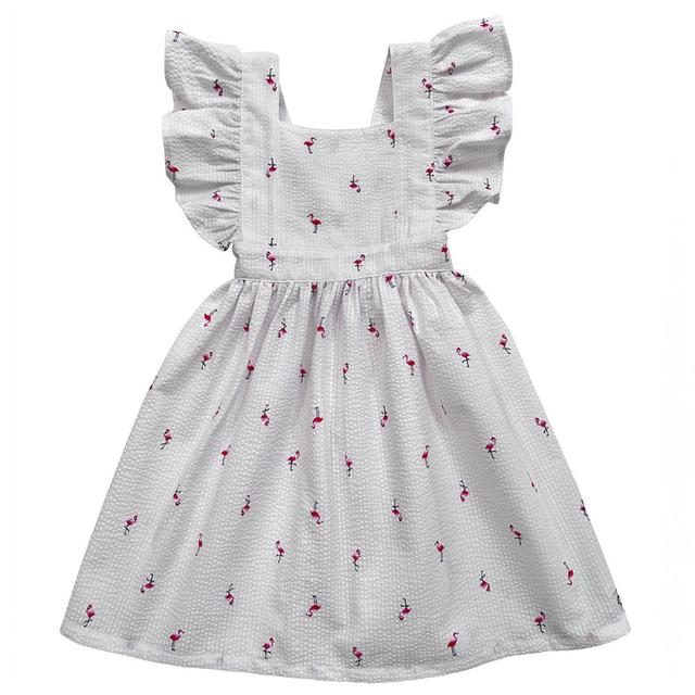 Petite Lamb - Flamingo Crossover Dress - White