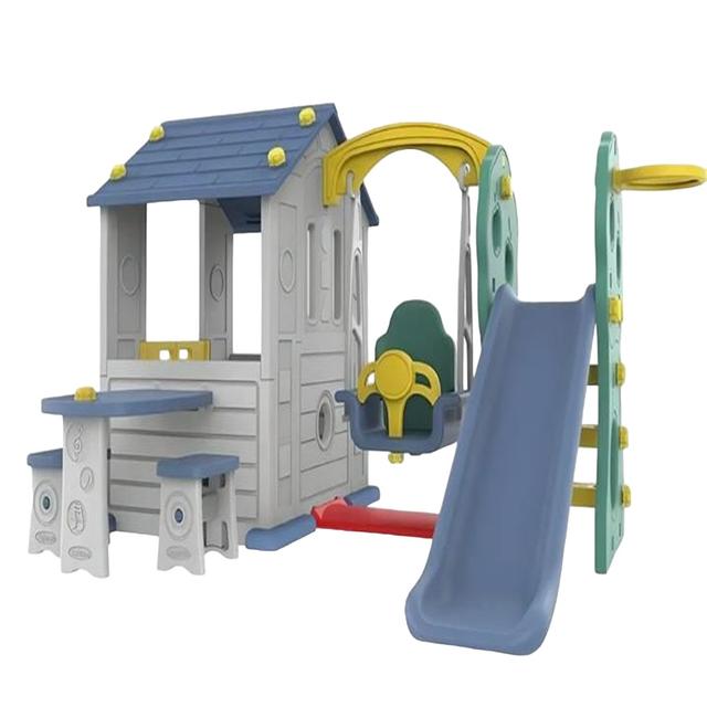 Factual Toys - Big Play Zone - Swing House W/ Slide & Table - Blue