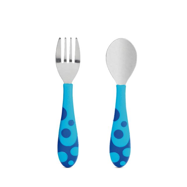 Munchkin - Toddler Fork And Spoon Set - Blue - 2pcs