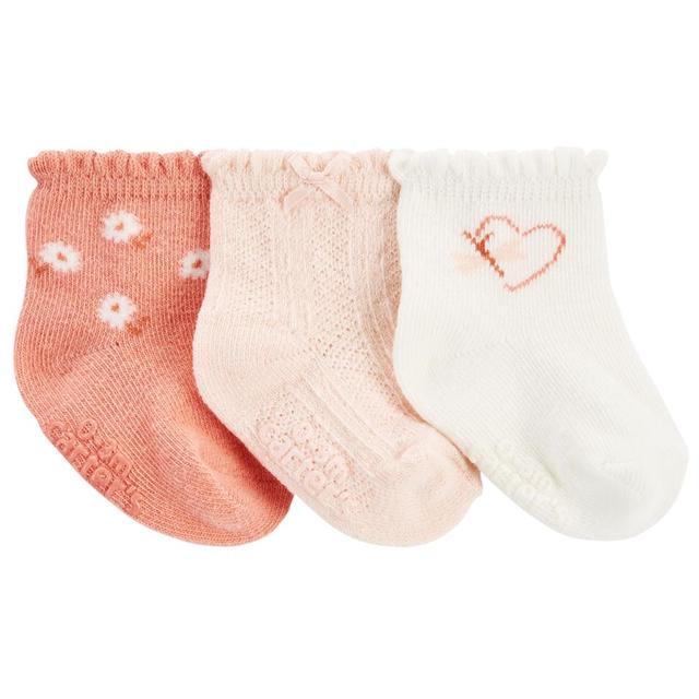 Carters - 3pc-Set - Flower Pointelle Socks - Pink/White