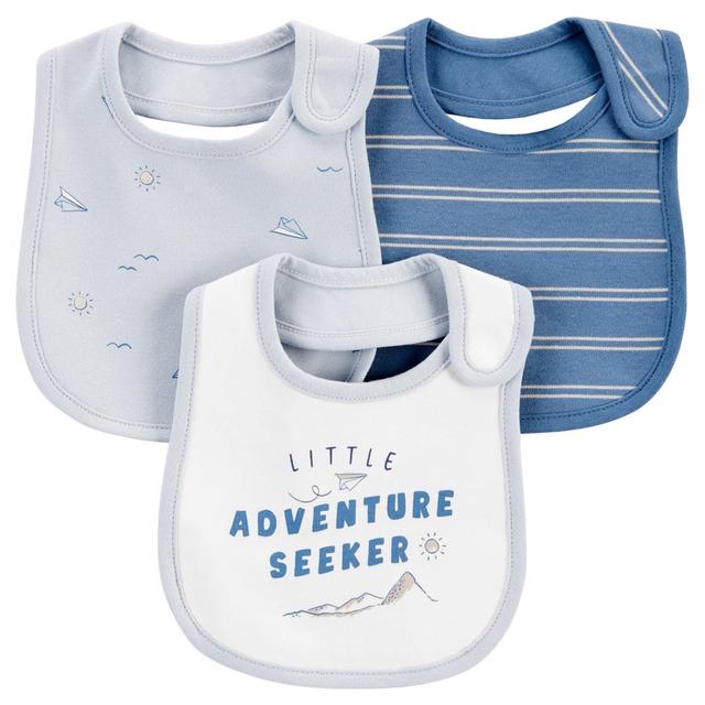 Carters - 3pc-Set - Baby Boys Striped Bibs - Blue/White