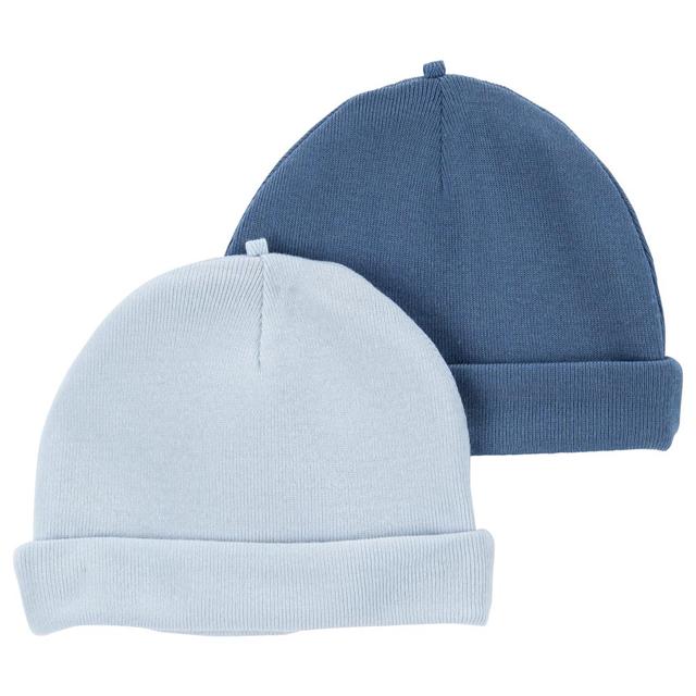 Carters - 2pc-Set - Solid Beanie Cap - Blue