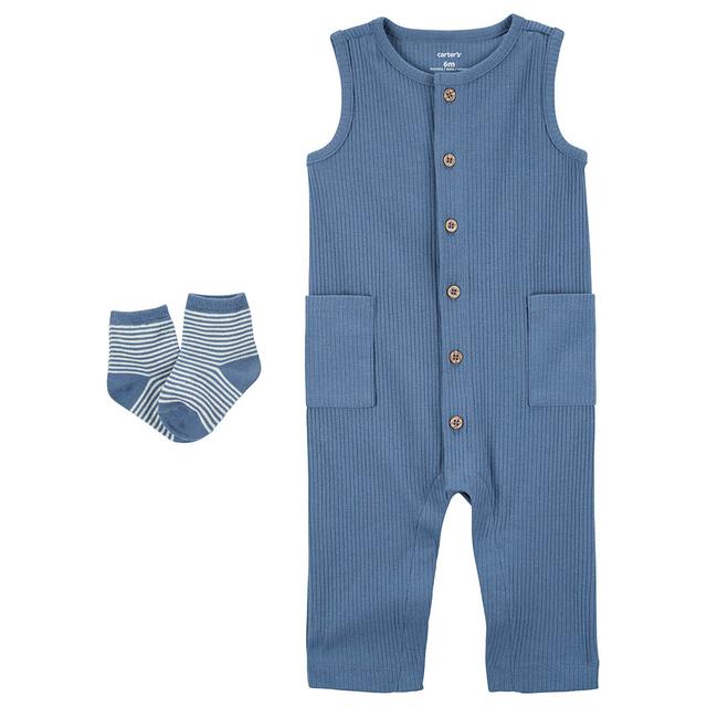 Carters - 2pc-Set - Sleeveless Jumpsuit & Socks - Blue