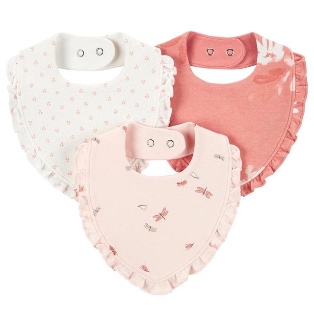 Carters - 3pc-Set - Floral Print Bibs - Pink/White