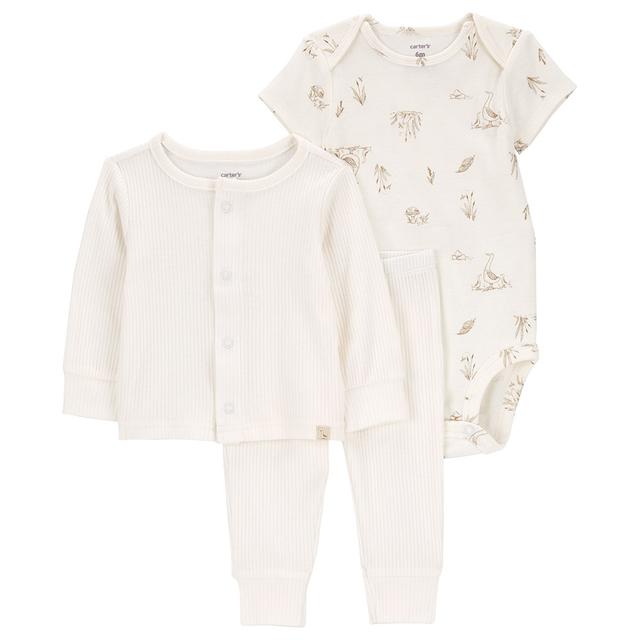 Carters - 3pc-Set - Little Cardigan With Bodysuit & Pants - Ivory