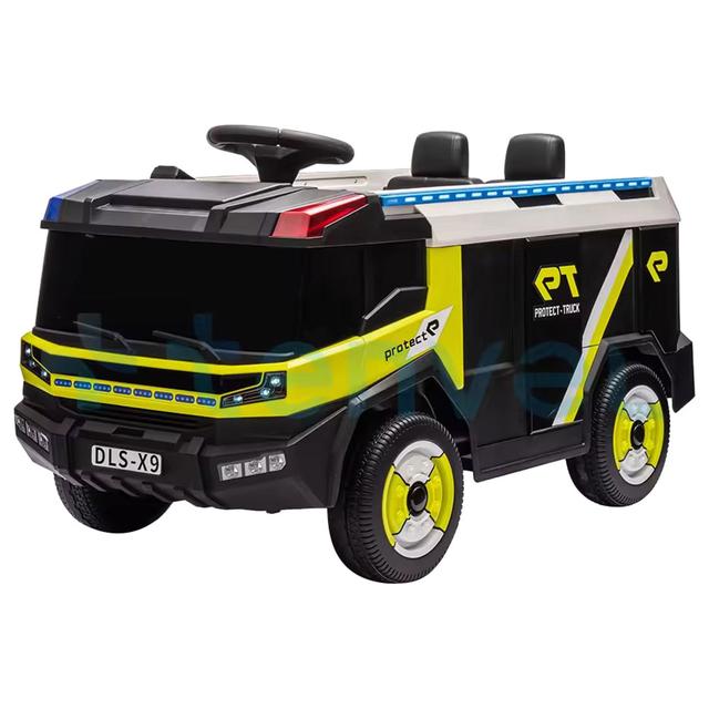 Amsham Toys - Kids Battery Operated Ride-On Fire Truck - Yellow - 12 V