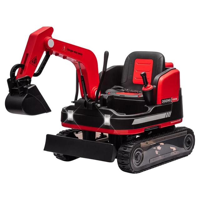 Amsham Toys - Excavator And Bulldozer Ride-On Car - Red - 12 V