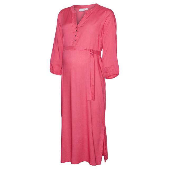 Mamalicious - 3/4 Sleeves Midi Dress - Fuchsia Fedora