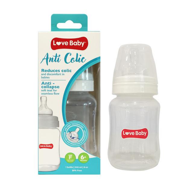 Love Baby - Anti-Colic Feeding Bottle - Fast Flow - 240ml - Clear