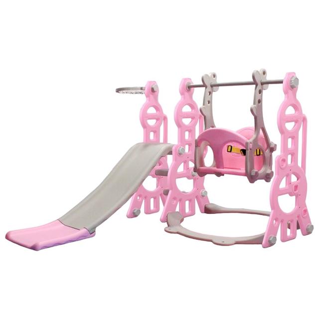 Buddiez - 3-In-1 Play N Go Slide w/ Swing And Basketball - Pink