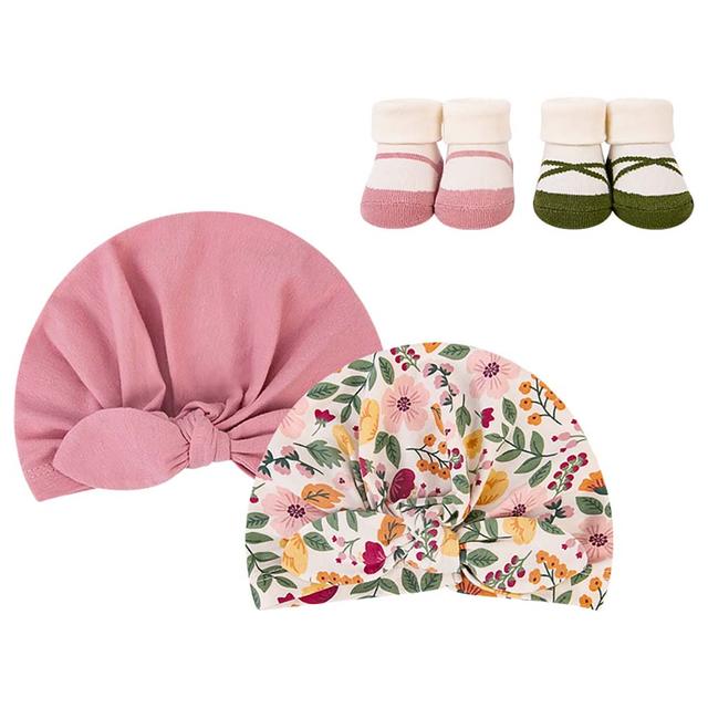 Hudson Childrenswear - 4pc-Set - Turban & Booties - Blush Pink