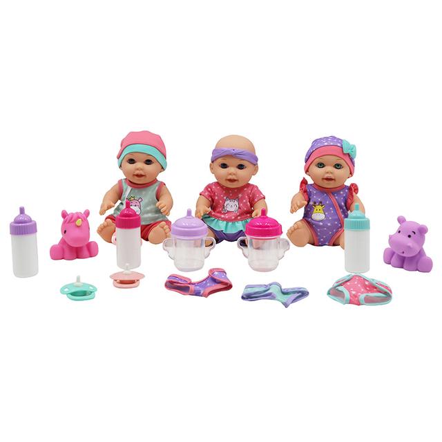 Toy School - Baby Sophia Cheerful Triplets Doll With 13 Accessories - 8.5-inch