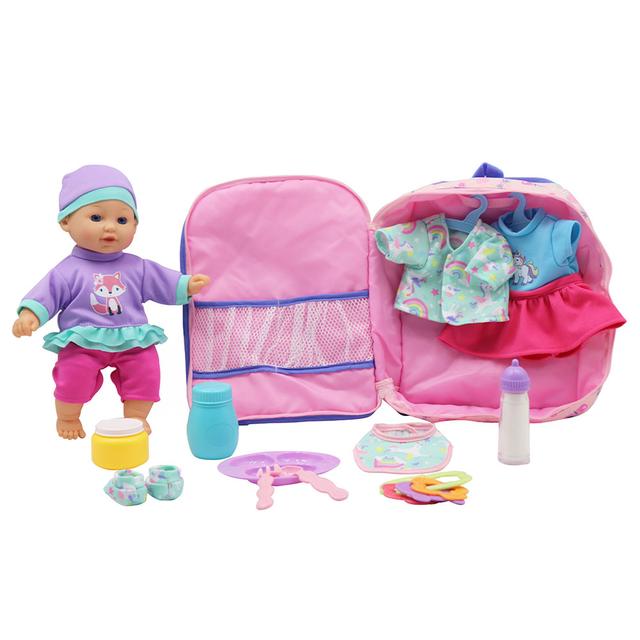 Toy School - Baby Sophia Baby Doll With Backpack - 12-inch - 15pcs