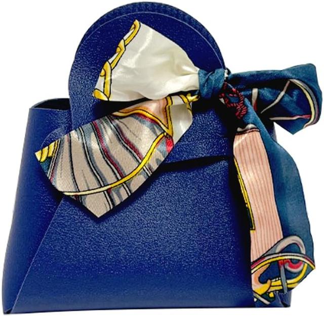 Brain Giggles - Leather Gifts Hand Bag With Ribbon - Blue