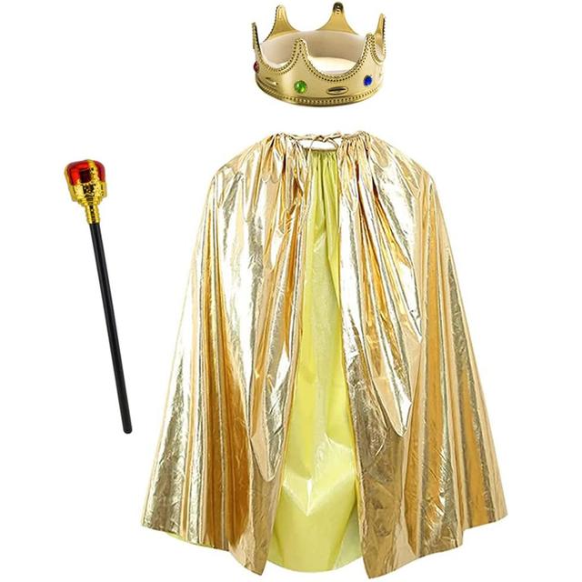 Brain Giggles - Cape, Royal Crown & Scepter Kids Costume - King