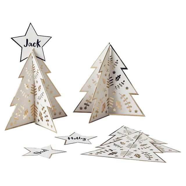 Hootyballoo - Gold Foiled Christmas Tree Table Place Cards - 10pcs