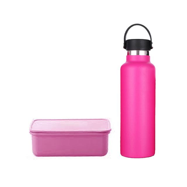 Star Babies - Eco Friendly Lunch Box W/ fork & Spoon BPA Free, Stainless Steel  Water Bottle 600ml - Pink