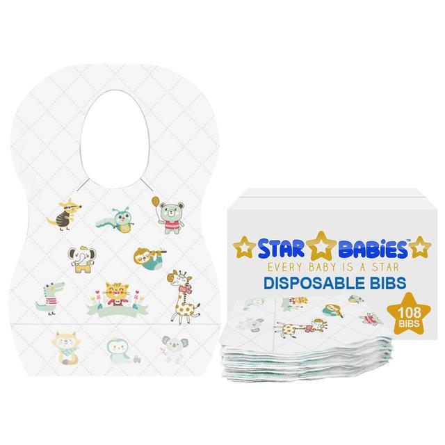 Star Babies - Disposable Bibs - Animal Print - Pack of 108 