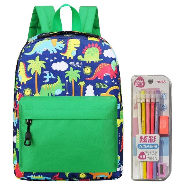 Star Babies - School Bag 14.17-inch and Pencil Set 10pcs - Green