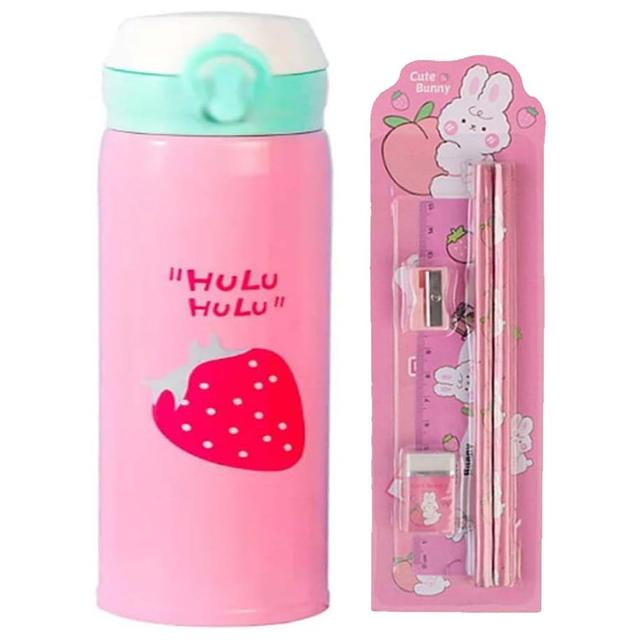 Star Babies - Stationery Set 5pcs and Kids Water Bottle 400ml - Pink