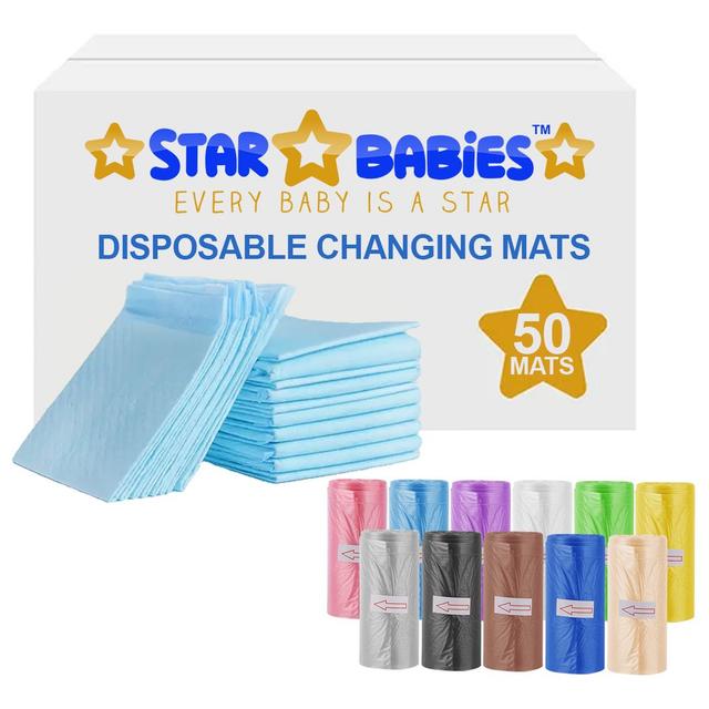 Star Babies - Disposable Changing Mat 50pcs  With Scented Bag 11pcs - Blue