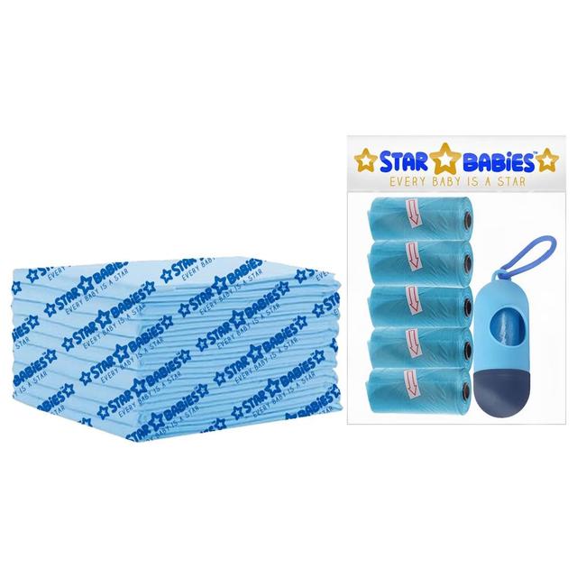 Star Babies - Disposable Changing Mat 12pcs & Scented Bag 5pcs w/ Dispenser - Blue