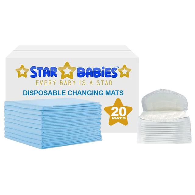 Star Babies - Disposable Changing Mat 20pcs w/ Breast Pad 20pcs - Blue