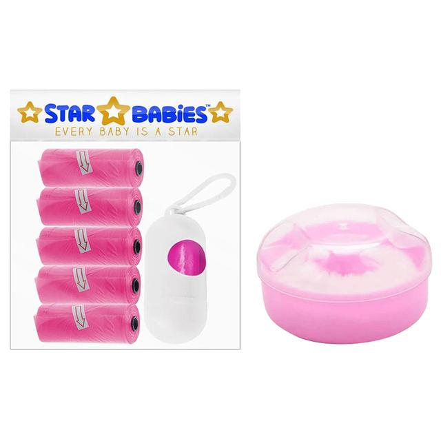 Star Babies - Powder Puff & Disposable Scented Bag 5pcs w/ Dispenser - Pink