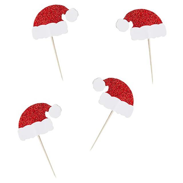 Hootyballoo - Glitter Santa Hat Food Picks - 6pcs