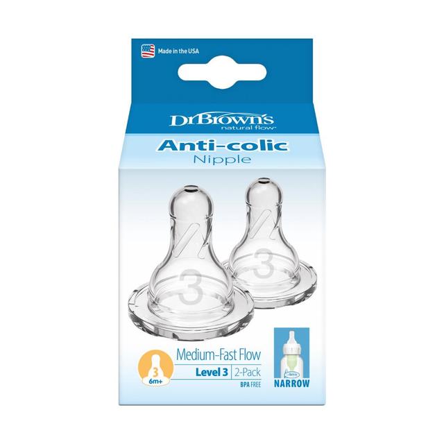 Dr. Brown's - Silicone Narrow Options+ Nipple- Level 3 - Pack of 2