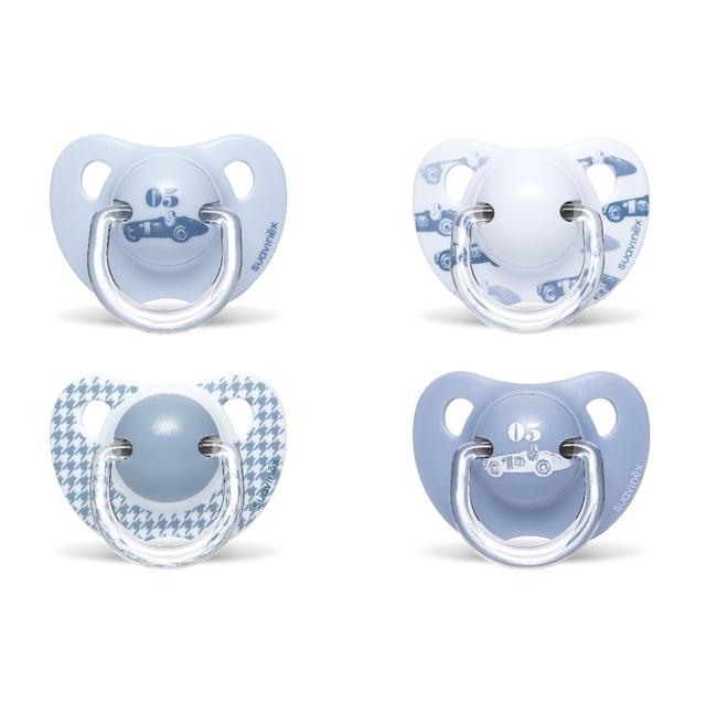 Suavinex - Evolution Anatomic Pacifier 6M+, Blue - Bundle of 4