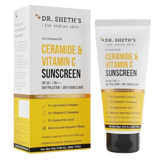 Dr. Sheth's - Sunscreen SPF 50 Cream w/ Ceramide & Vitamin C - 50g