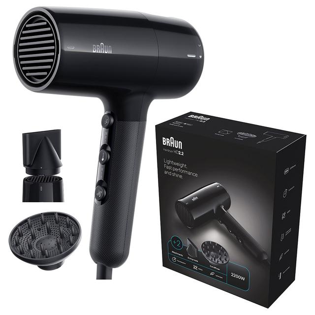 Braun - Hair Dryer With 2 Attachments HD2.2 - Ion Black