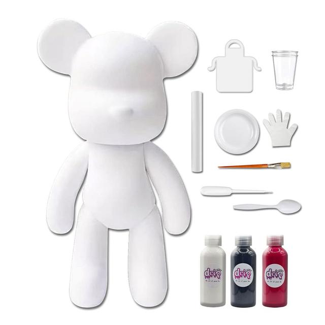 Drip - Acrylic Fluid Pouring Paint Bear Kit 18cm - White, Black, Rose-Red