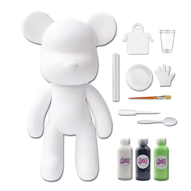 Drip - Acrylic Fluid Pouring Paint Bear Kit 18cm - White, Black, Mint-Green