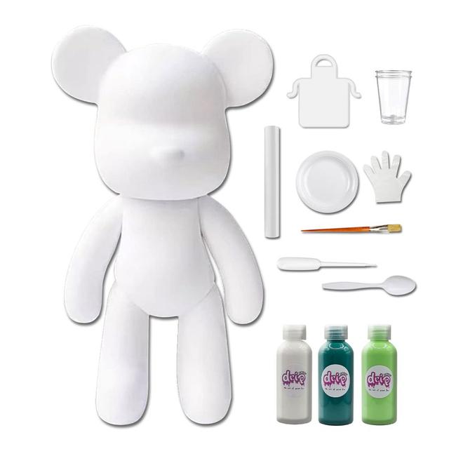 Drip - Acrylic Fluid Pouring Paint Bear Kit 18cm - White, Blue-Green, Mint-Green